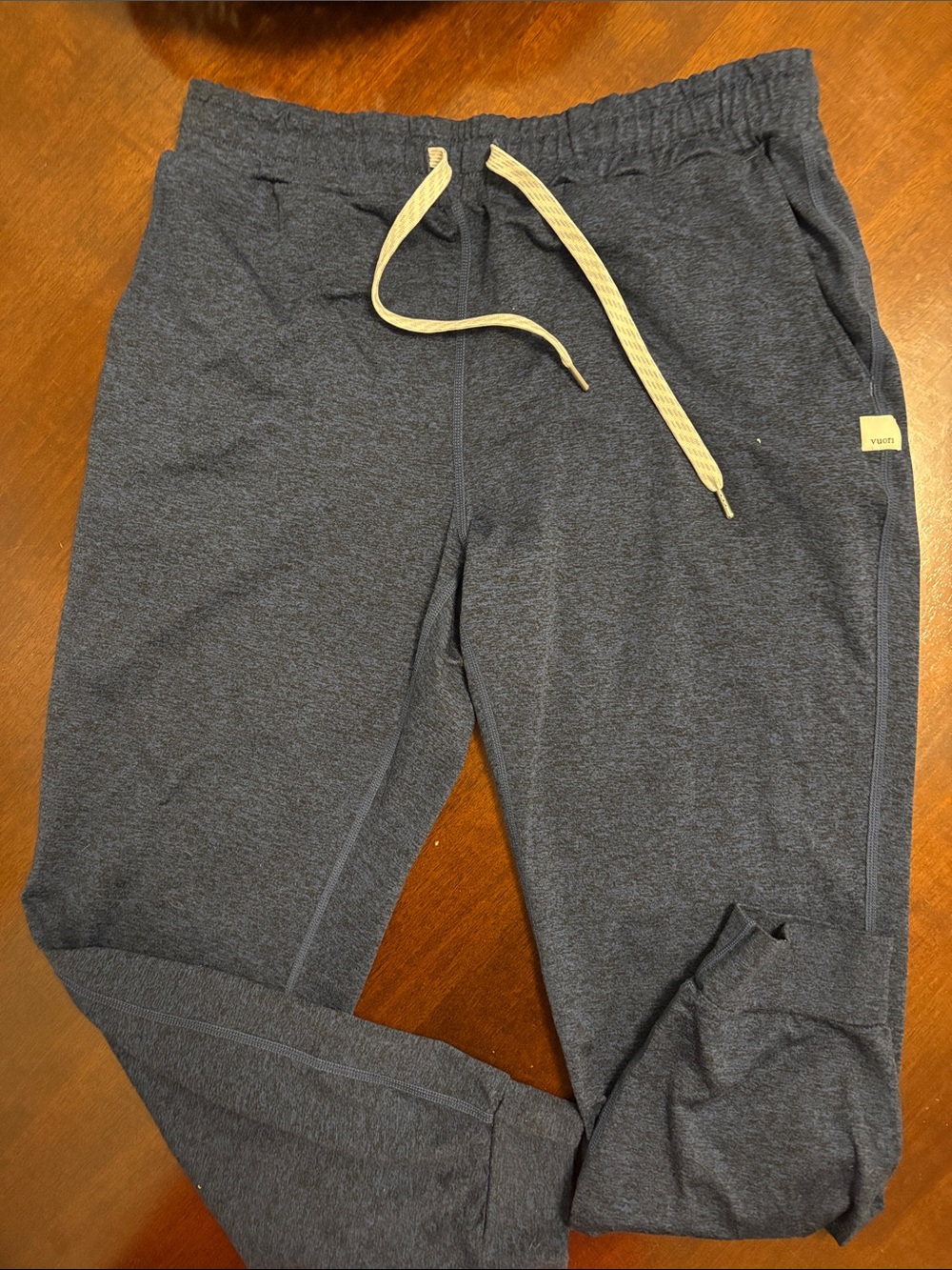 Vuori Dark Charcoal Joggers with Cream Drawstring